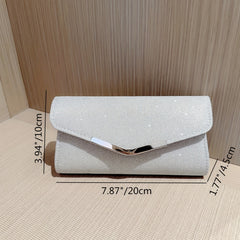 Metal Chain Flap Handbag Elegant Sparkly Purse Classic Evening Bag