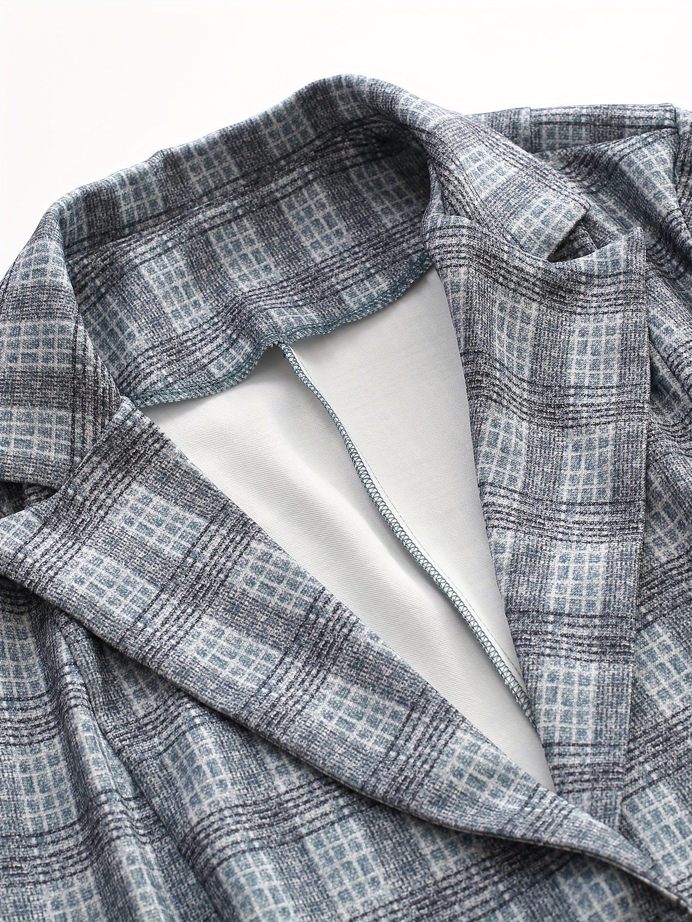 Plaid Print Long Sleeve Blazer