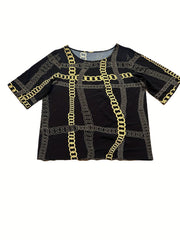 Women's Plus Chain Print Tee & Pant Two Piece Set