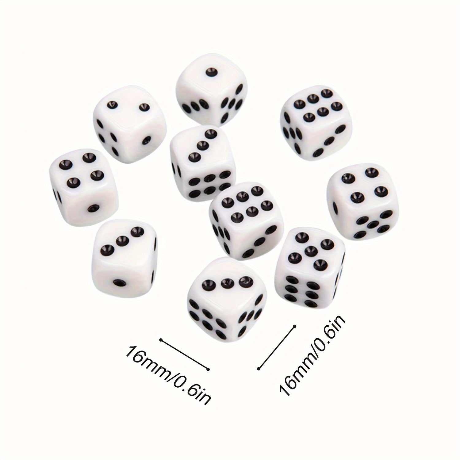 50pcs 16MM 6 Sided Game Dices For Board Games Math Dice Set