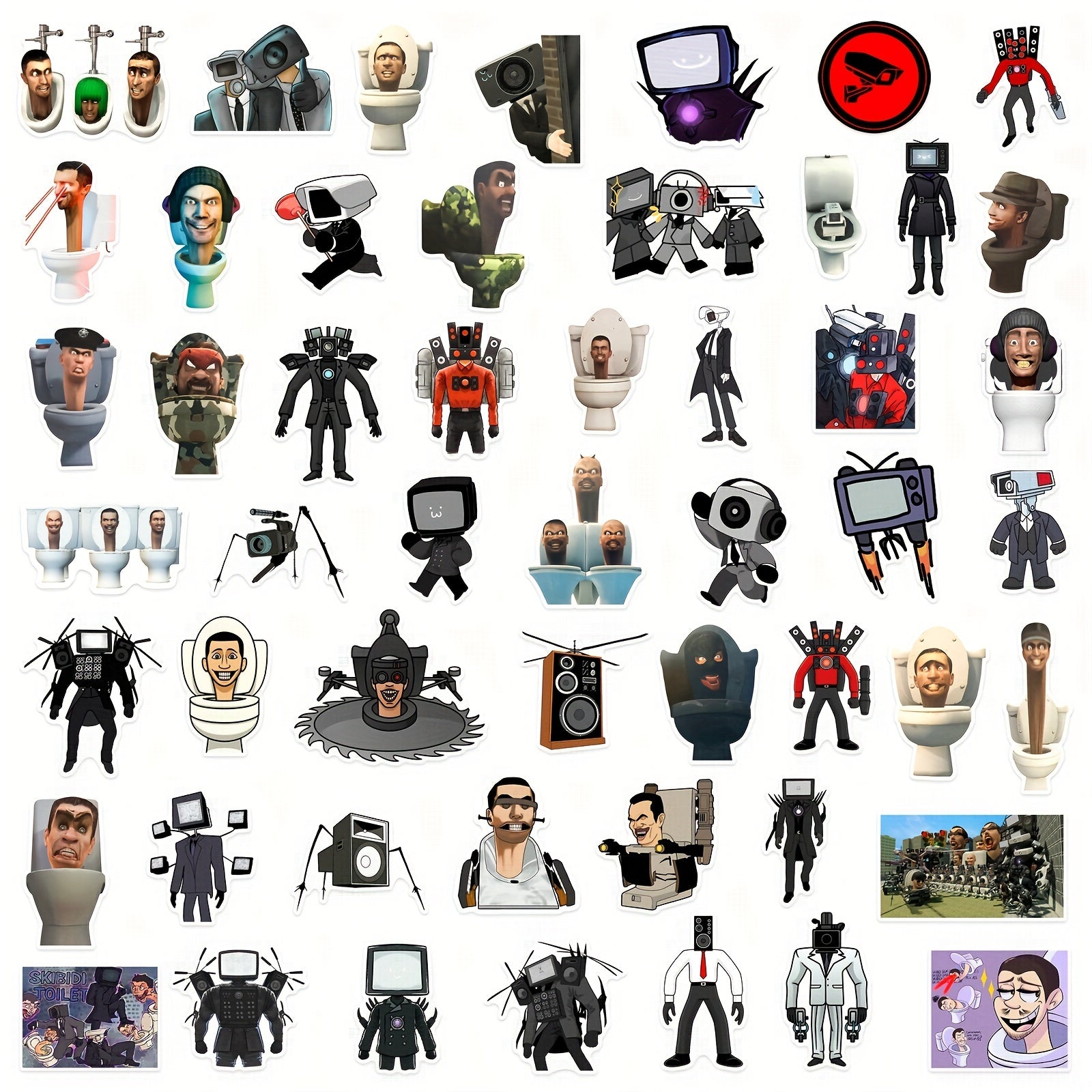 50pcs Toilet Man Series Phone Case Stickers Waterproof Decoration DIY