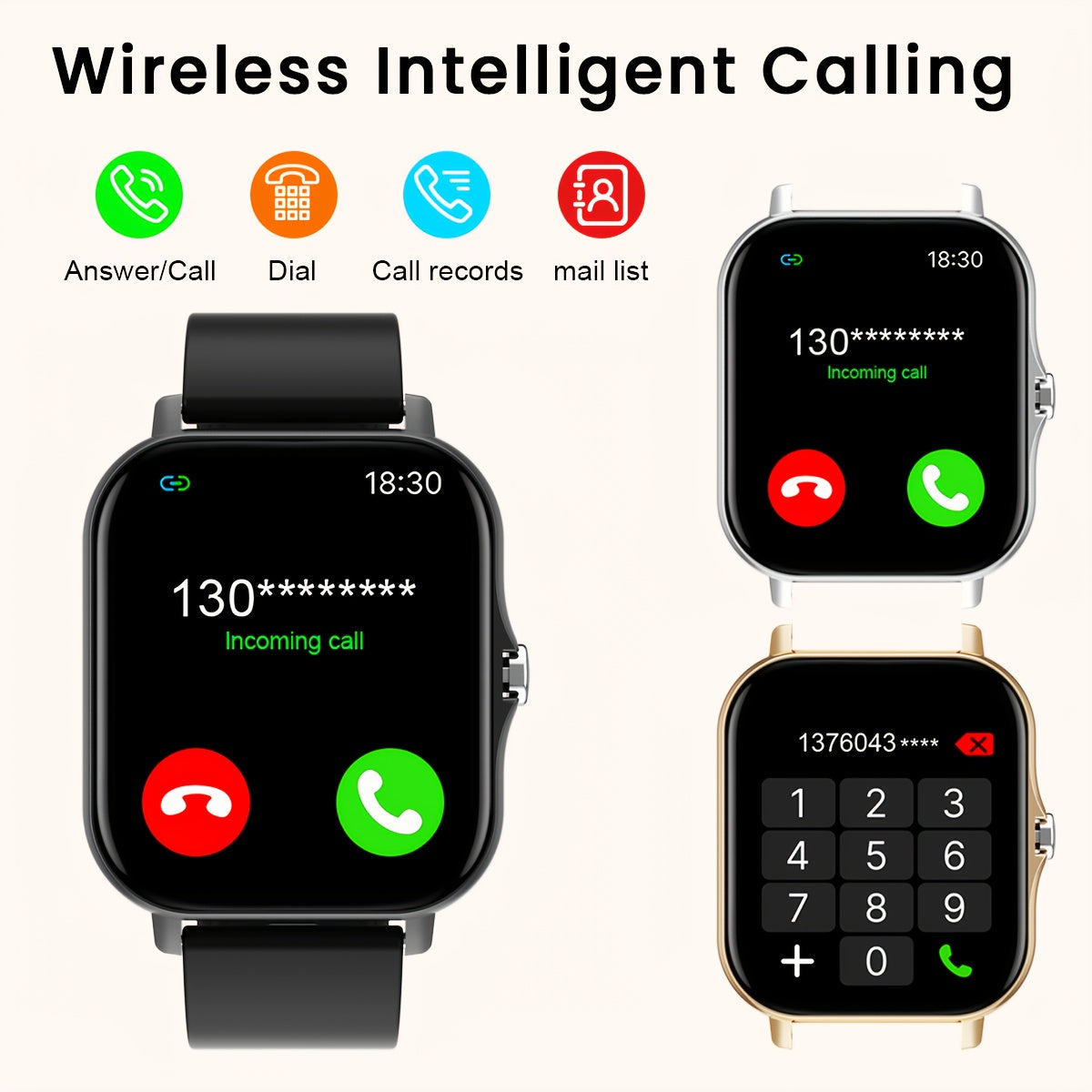 1.83" Full Screen Smartwatch Touch Display Supports Call Answering Dialing