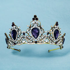 Rhinestone Crown Headband Purple Green Hairband