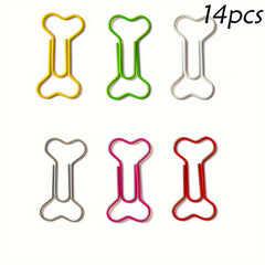 21pcs Bone-shaped Cartoon Animal Clips Student Office Bookmarks
