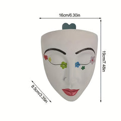 Human Face Flower Pot Resin Crafts Wall Hanging Decor