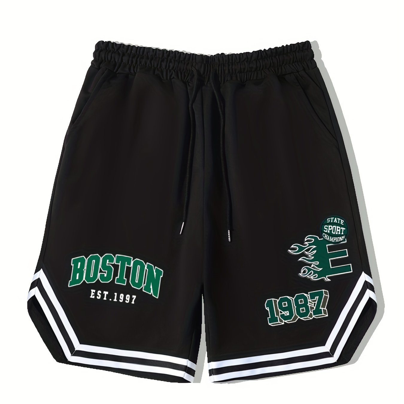 Men's Boston Graphic Drawstring Stretchy Shorts
