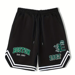 Men's Boston Graphic Drawstring Stretchy Shorts