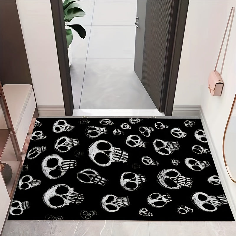 Gothic Skull Print Floor Mat, Non Slip Bathroom Kitchen Mat