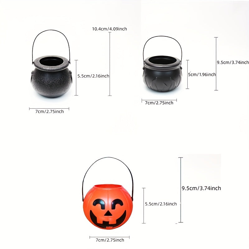 12pcs Mini Witch Cauldron Halloween Candy Buckets for Party Favors