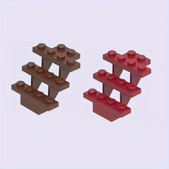 9pcs Building Block Set 4x4x3 House Staircase & Characters Mixed Colors ABS Toys