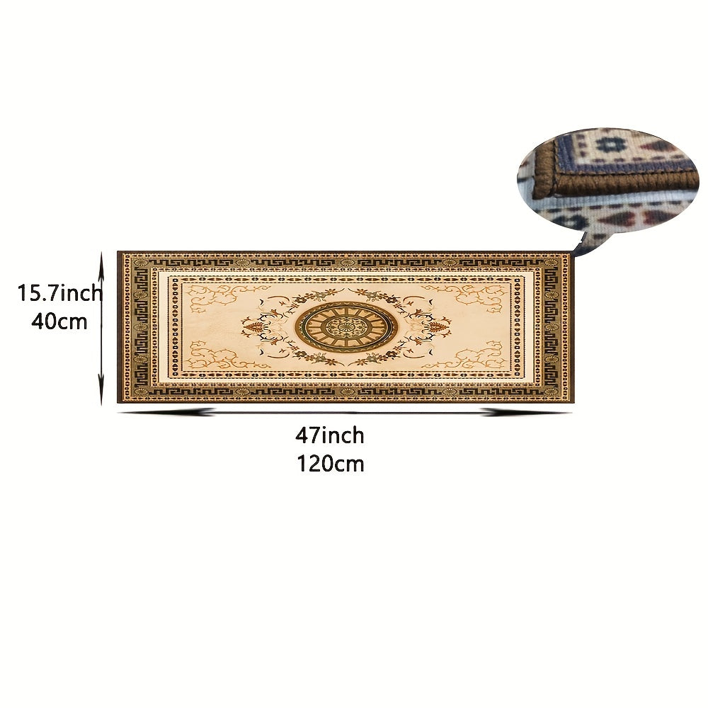 Golden Print Kitchen Rugs Non Slip Stain Resistant Waterproof