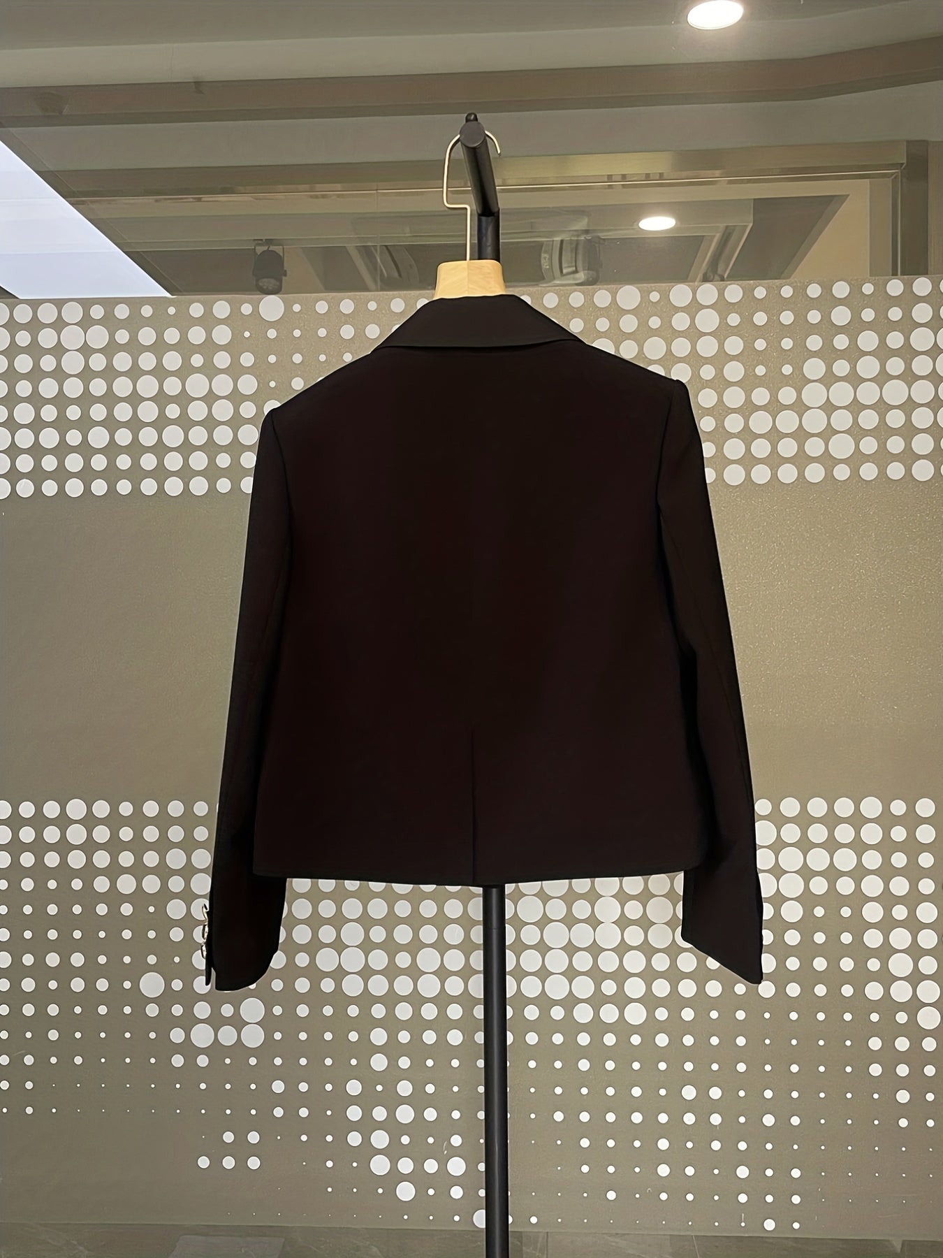 Button Lapel Neck Blazer Crop Blazer Long Sleeve