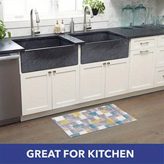 2pcs Boho Plaid Kitchen Rugs Absorbent Non Slip Stain Resistant