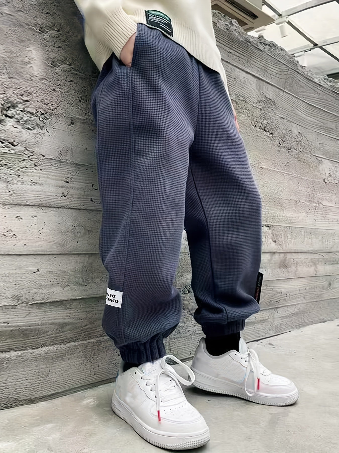 Boys Elastic Waist Sweatpants Casual Sports Jogger Cropped Pants