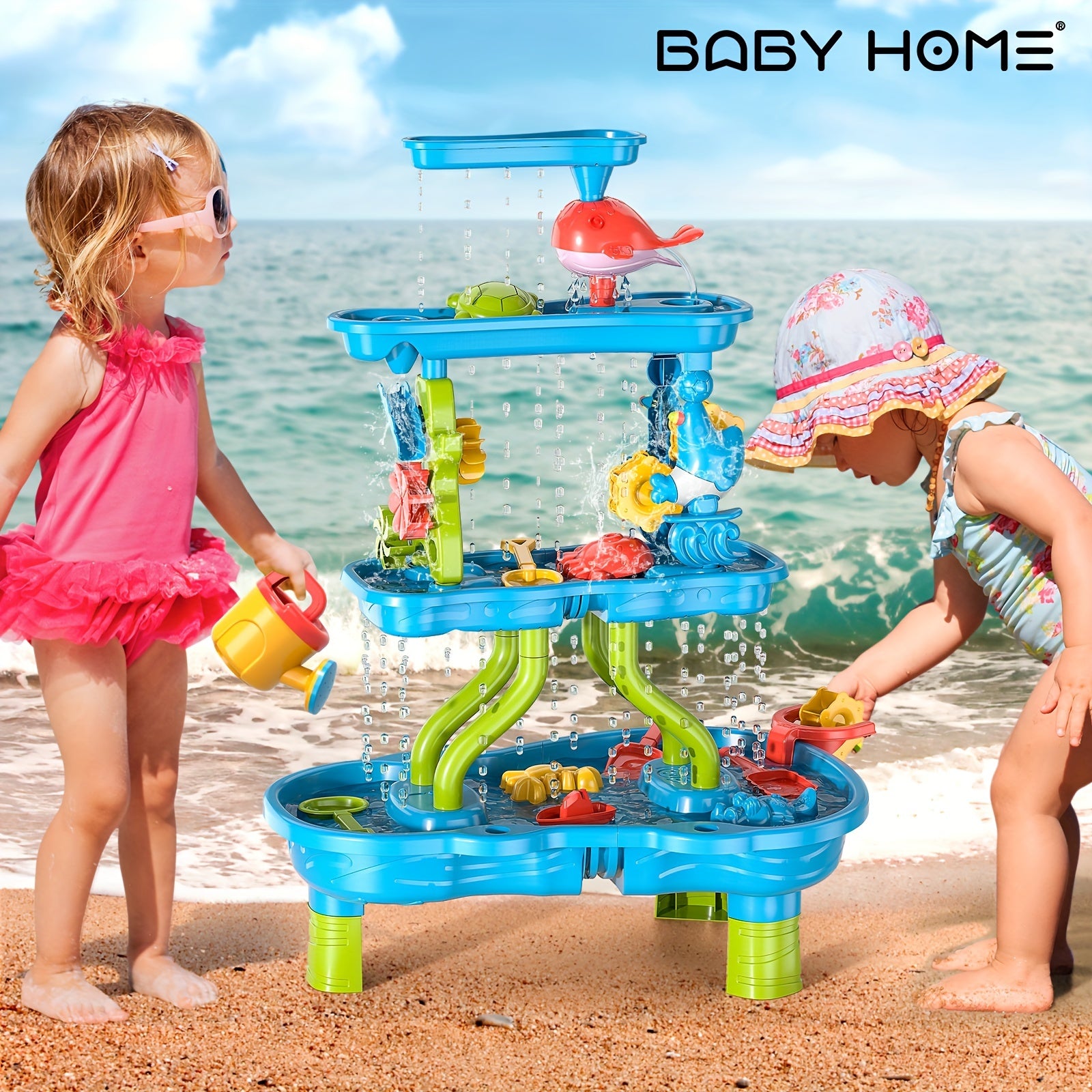 4 Tier Sand and Water Table Kids Beach Play Activity Toy Educational Outdoor