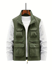 Men's Zip Up Vest Stand Collar Outdoor Fishing Hiking