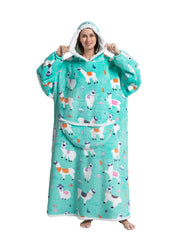 Alpaca Print Flannel Hoodie Nightgown