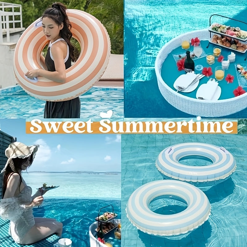 2pcs Inflatable Swim Rings with Handles Adults Pink Orange Raft Loungers
