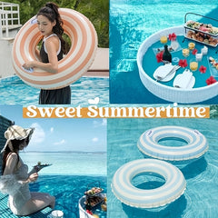 2pcs Inflatable Swim Rings with Handles Adults Pink Orange Raft Loungers