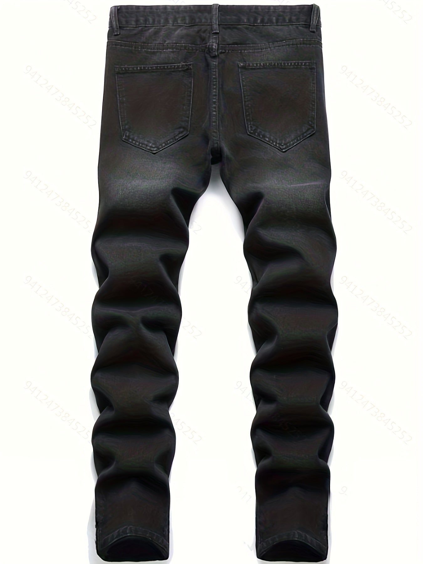 Smiling Face Pattern Ripped Jeans Men's Street Style Denim Pants