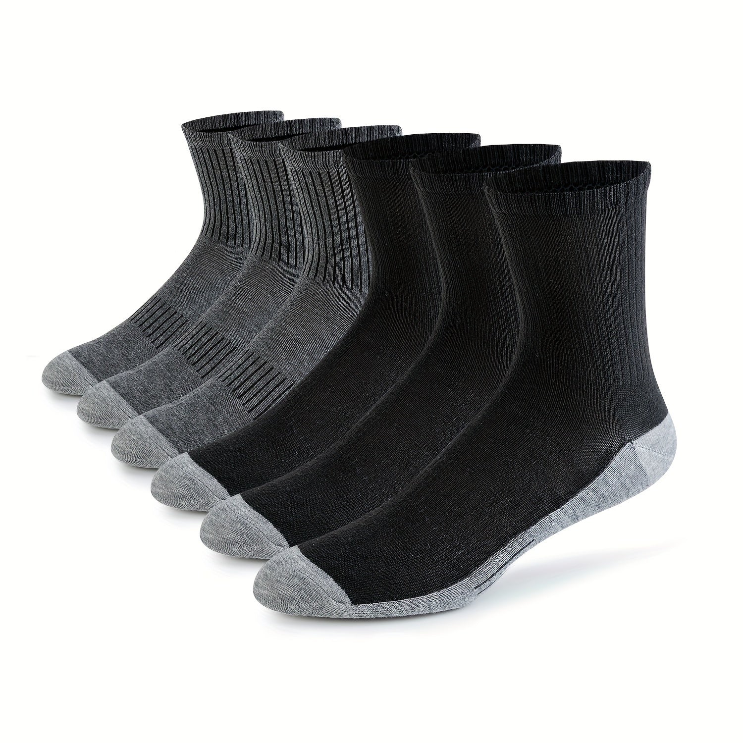 ACEFINE 12-Pair Men's Crew Socks Breathable Athletic Casual Block Socks