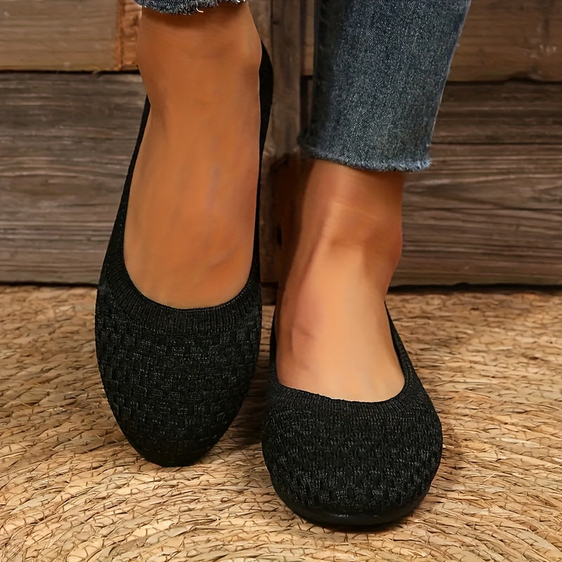 Women's Breathable Slip On Flat Shoes Lightweight Comfort Knit Shoes
