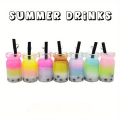 2pcs Mini Milk Tea Cup Resin DIY Pendant Keychain