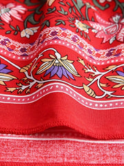 Boho Floral Print Pleated Skirt High Waist Beach Skirt