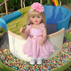 22" Reborn Golden Long Hair Doll Full Body Vinyl Ultra Soft Skin Washable