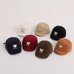 Kids Cartoon Bear Embroidered Sunshade Baseball Cap for Outdoor Play