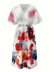 Tie Dye Floral Print Maxi Dress