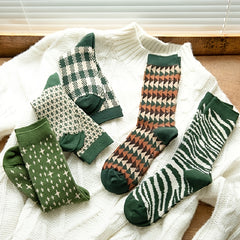 5 Pairs Christmas Socks Warm Novelty Crew Vintage Gentle Socks