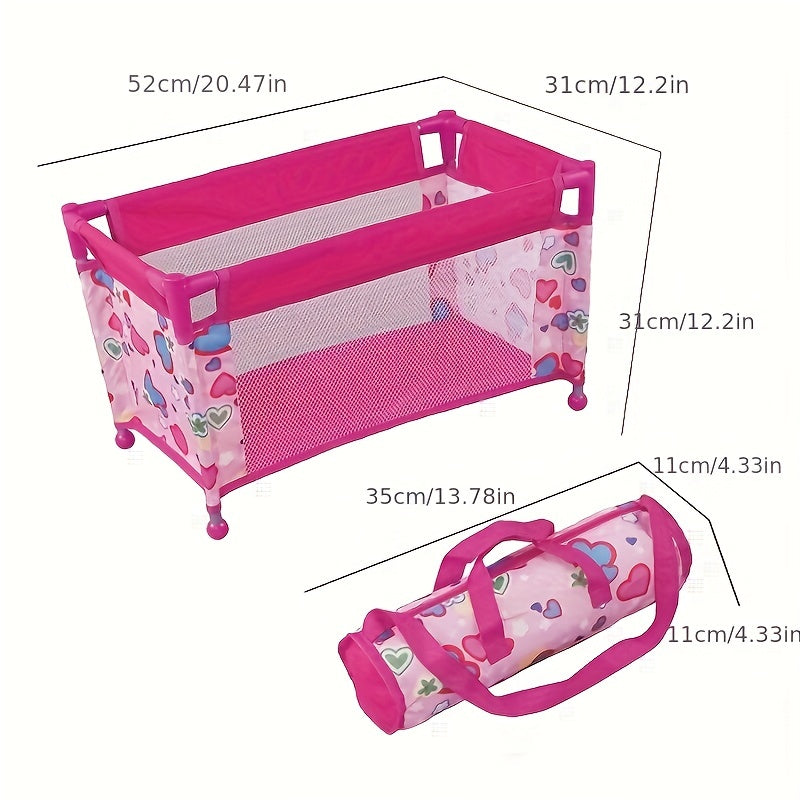 Metal Doll Playpen Baby Dolls Travel Cot Bed With Carry Bag For Kids Christmas