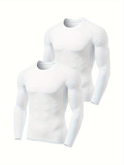 2pcs Men's Compression T shirt Long Sleeve High Stretch