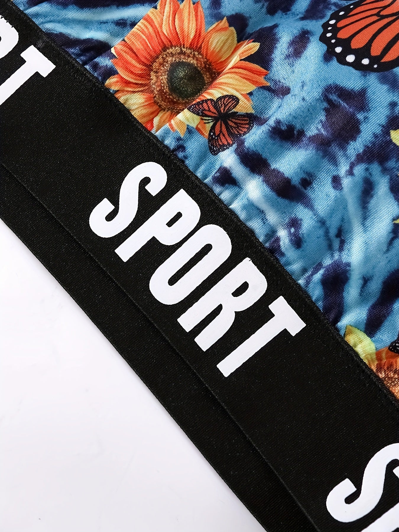 Women's Plus Size Tie Dye Sunflower Butterfly Print Tank Bra