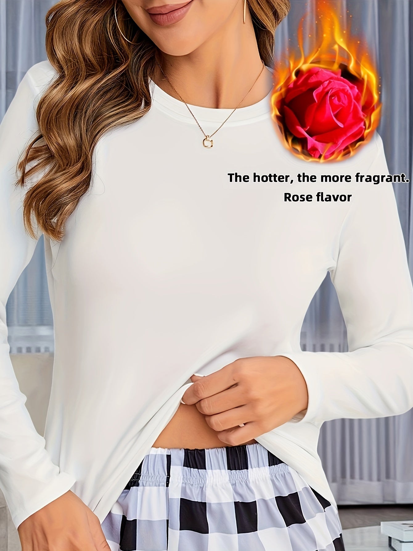 Long Sleeve Crew Neck Top Women's Sleepwear