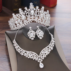 Baroque Crystal Crown Tiara Bridal Jewelry Sets