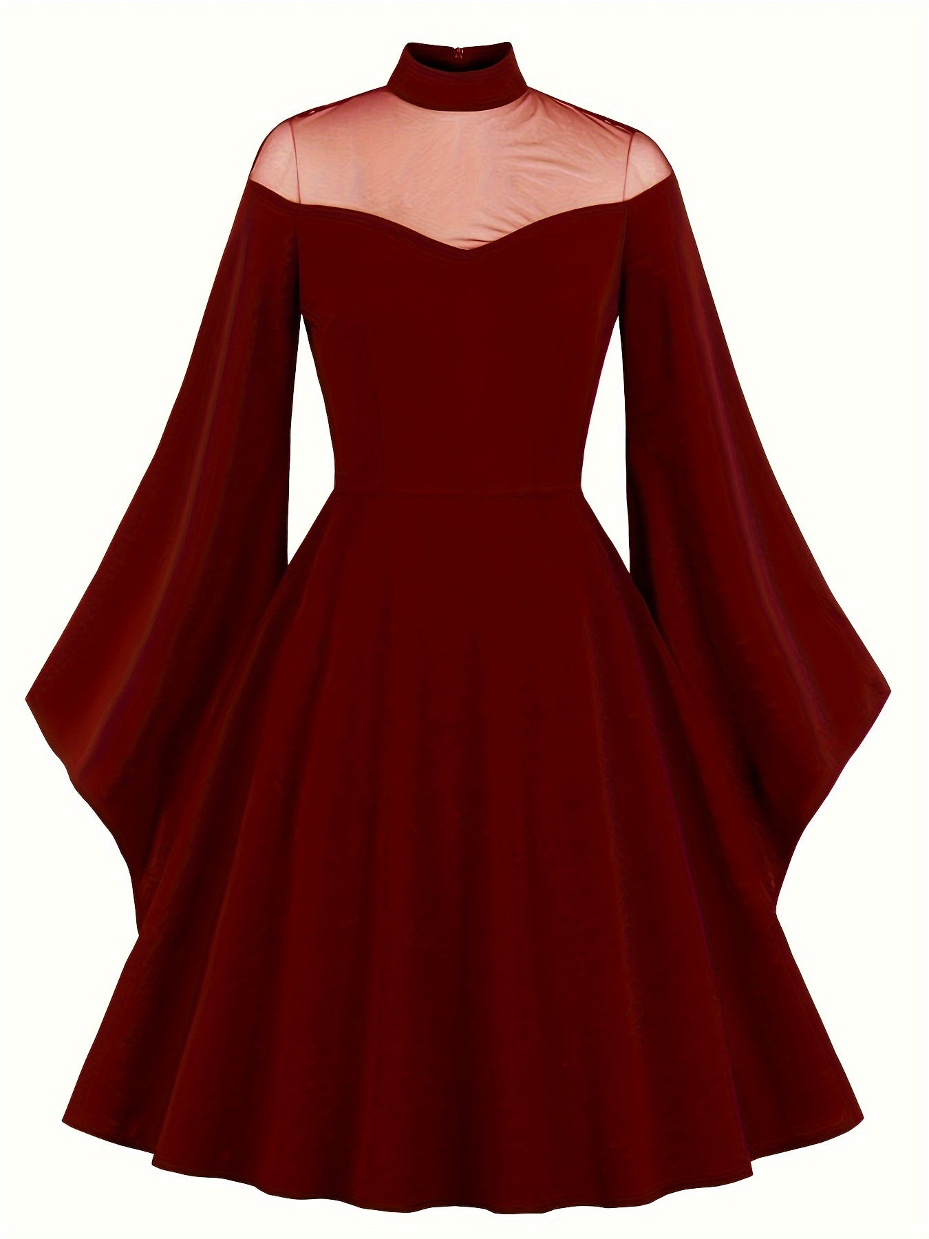 Gothic Dress Mesh Bell Sleeve Swing Party Dress