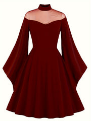 Gothic Dress Mesh Bell Sleeve Swing Party Dress