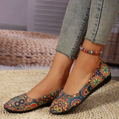 Women's Flower Pattern Slip-On Flat Shoes Lightweight & Comfortable