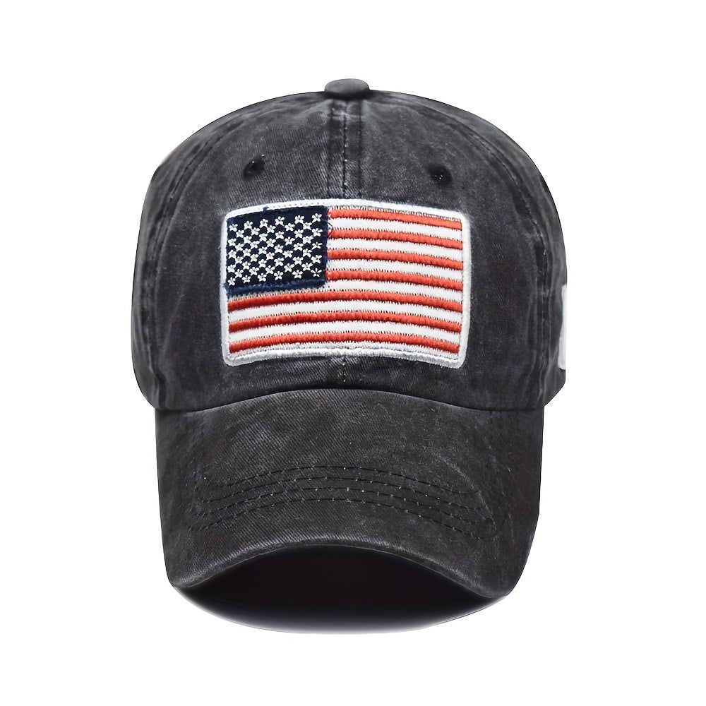 Distressed Letters Baseball Cap American Flag Embroidered Dad Cap