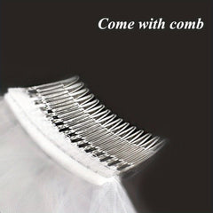 2 Tier Tulle Bridal Veil with Comb Sheer Flowing Wedding Veil for Brides