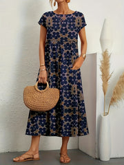 Floral Print Vintage Midi Dress Women's Clothing