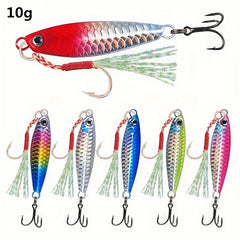 6pcs Fishing Jigs 3D Eyes Metal Spoons Long Casting Hard Bait Treble Hook