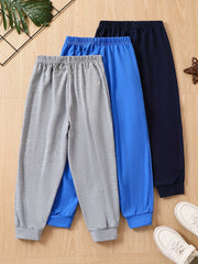 3pcs Boys Casual Comfortable Active Sweatpants Jogger Sports Pants