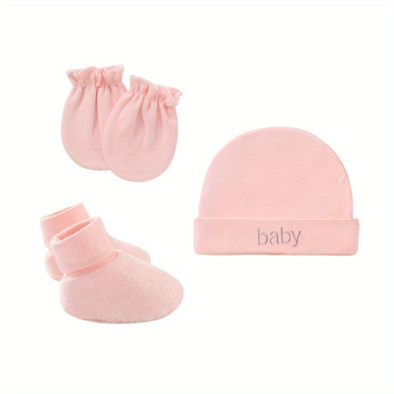 3 Piece Infant Baby Girl Gift Set Soft Hat Socks & Gloves