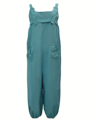 Sleeveless Jumpsuit with Dual Pockets - Women's Spring & Summer Clothing
