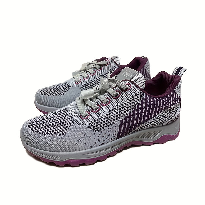Women's Soft Sole Lace-up Mesh Running Shoes For Outdoor Sports