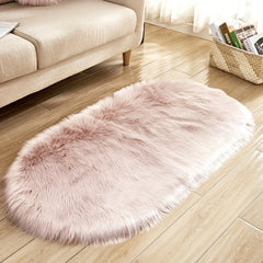 Oval Plush Rug Bedside Foot Cushion Sofa Foot Cushion Carpet Floor Mat 60