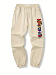 Letters & Basketball Drawstring Sweatpants Loose Fit Pants